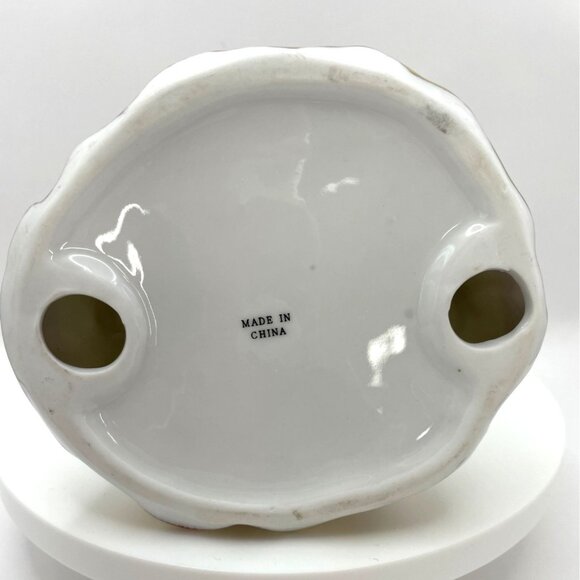 Vintage Porcelain Luster Girl Figurine, Ball Gown with Rose Details - Picture 10 of 10